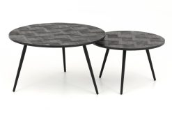 Clearance Flamant Robyn, Table Basse, Teck Recupere, Ronde, Ensemble De 2