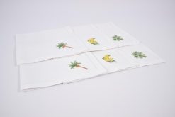 Wholesale Flamant Mimosa, Serviette, Broderie, Lot De 6