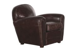 New Flamant Burnham, Fauteuil Club, Marron Fonce, Cuir