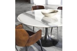 Online Flamant Aboah, Table A Manger, Ronde, Marbre Blanc, 145 Cm